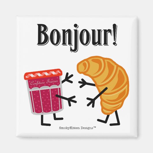 Croissant en Jam - Bonjour! Magneet (Voorkant)