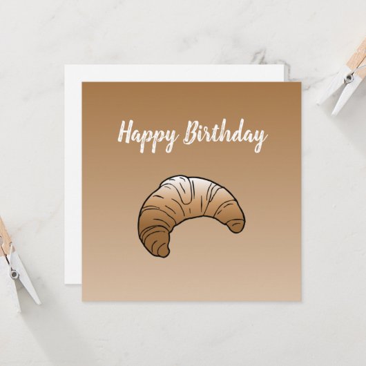 Croissant Flat Greeting Birthday Kaart (Voorkant / Achterkant in situ)