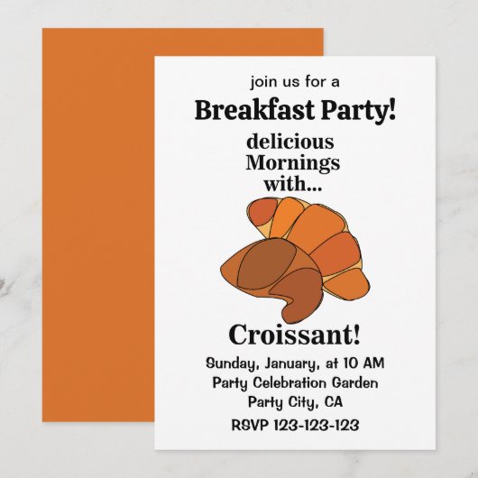 Croissant Gebak Ontbijt Feest Kaart (Voorkant / Achterkant)
