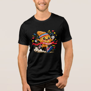 Croissant Hardloper Cartoon Finishlijn Sprint Tri-Blend Shirt