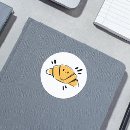 Croissant Ink Schets Ronde Sticker