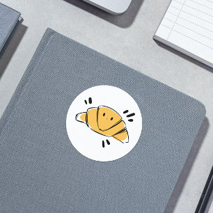 Croissant Ink Schets Ronde Sticker