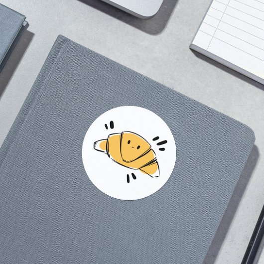 Croissant Ink Schets Ronde Sticker