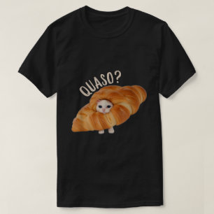 Croissant Kat Meme T-shirt voor Etenliefhebbers
