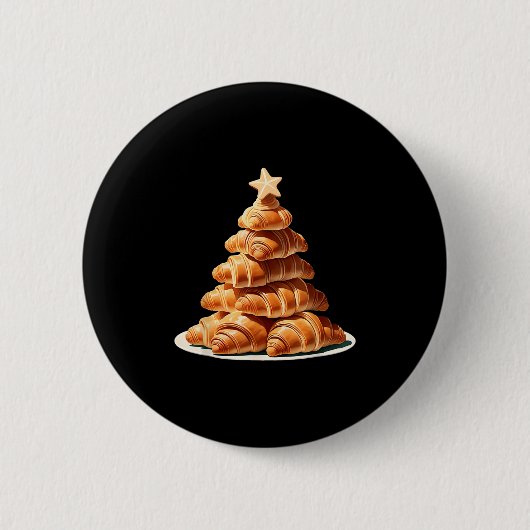 Croissant kerstboom ronde button 5,7 cm (Voorkant)