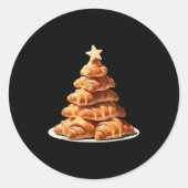 Croissant kerstboom ronde sticker (Voorkant)