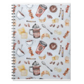 Croissant Koffie Ontbijt Tekeningen Illustratie Notitieboek (Voorkant)