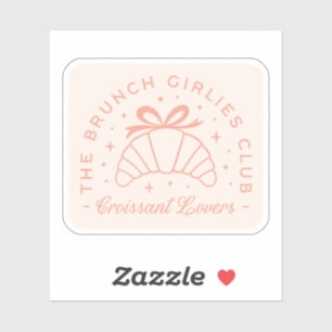 Croissant liefhebbers girly brunch roze strik esth sticker