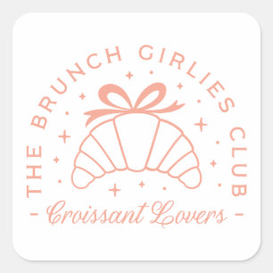 Croissant liefhebbers roze esthetische meisjes gra vierkante sticker