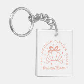 Croissant liefhebbers roze strik esthetisch sleutelhanger (Voorkant Links)