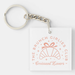Croissant liefhebbers roze strik esthetisch sleutelhanger