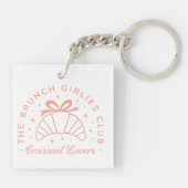 Croissant liefhebbers roze strik esthetisch sleutelhanger (Achterkant)