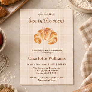 Croissant Meisje Baby Shower met Broodje in de Ove Kaart