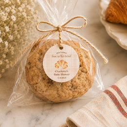 Croissant Meisje Baby Shower met een Broodje in de Bedankjes Labels