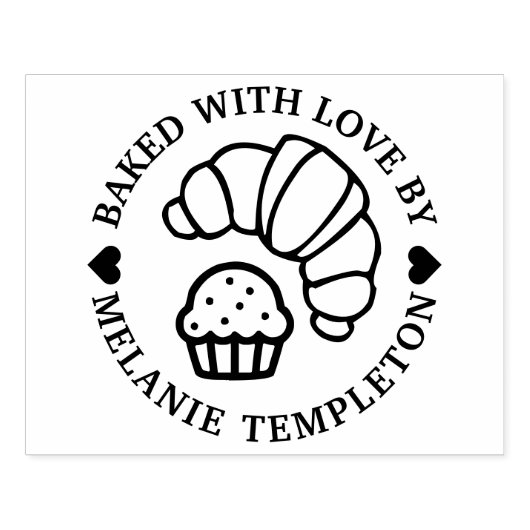 Croissant Muffin Rond “Gebakken met liefde door” N Rubberstempel (Afrduk)