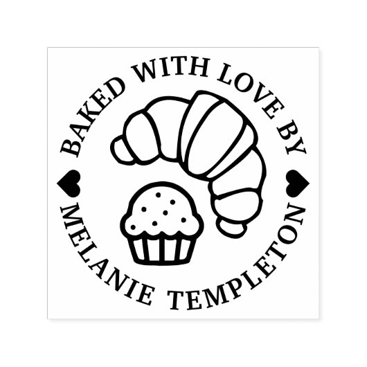 Croissant Muffin Ronde "Gebakken Met liefde door N Zelfinktende Stempel (Design)