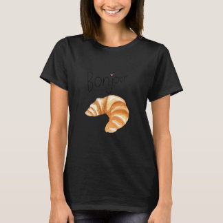 Croissant Paris Bonjour Foodie Reisstudie in het b T-shirt