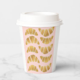 Croissant Roos Handgeschilderd Aquarel Papieren Bekers