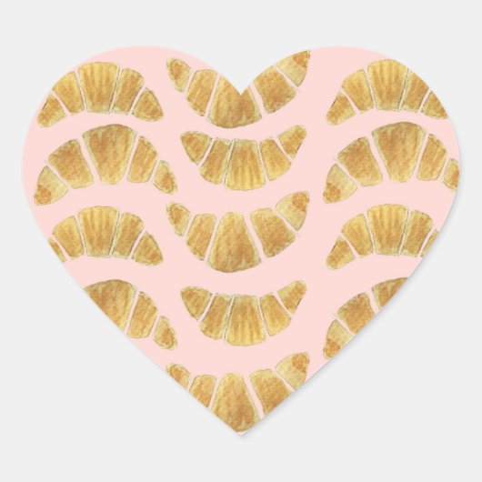 Croissant Roos Waterverf Hart Sticker (Voorkant)
