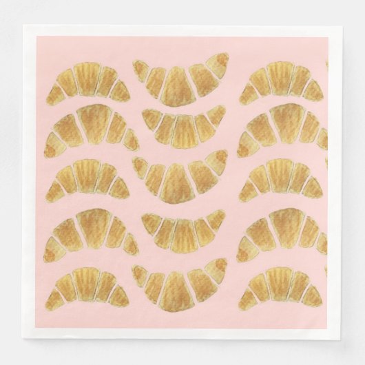 Croissant Roos Waterverf Servet (Voorkant)
