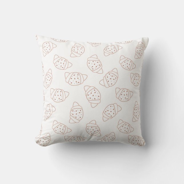 croissant seamless pattern in lineart style on whi kussen (Voorkant)