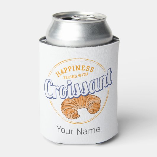 Croissant Snack  Frankrijk Retro Ontbijt Blikjeskoeler (Blikje Voorkant)