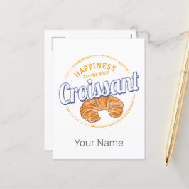 Croissant Snack Frankrijk Retro Ontbijt Feestdagenkaart