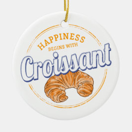 Croissant Snack Frankrijk Retro Ontbijt Keramisch Ornament