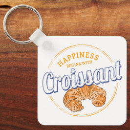 Croissant Snack Frankrijk Retro Ontbijt Sleutelhanger