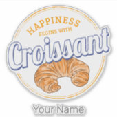 Croissant Snack Frankrijk Retro Ontbijt Sticker (Voorkant)