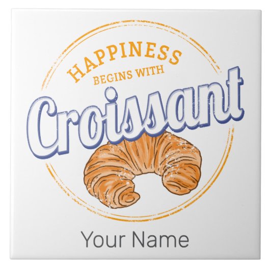 Croissant Snack  Frankrijk Retro Ontbijt Tegeltje (Voorkant)