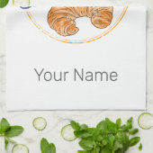 Croissant Snack  Frankrijk Retro Ontbijt Theedoek (Gevouwen)