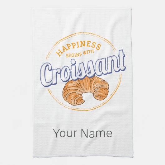 Croissant Snack  Frankrijk Retro Ontbijt Theedoek (Verticaal)