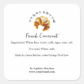 Croissant Watercolor Bakery Ingredients Product Vierkante Sticker (Voorkant)