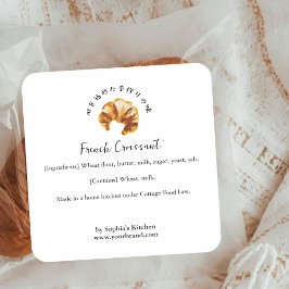 Croissant Watercolor Bakery Ingredients Product Vierkante Sticker