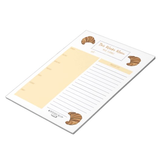 Croissant Weekly Meal Kruidenier Planner Notitieblok (Schuin)