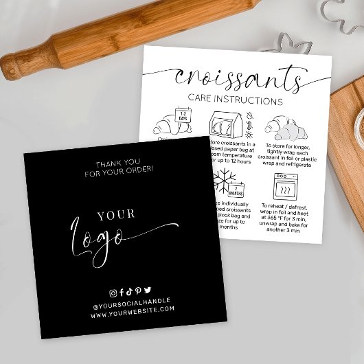 Croissants Care Instructies Minimale gebak Vierkante Visitekaartje