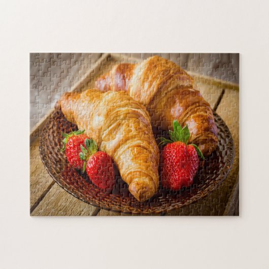 croissants met aardbeien puzzle legpuzzel (Horizontaal)