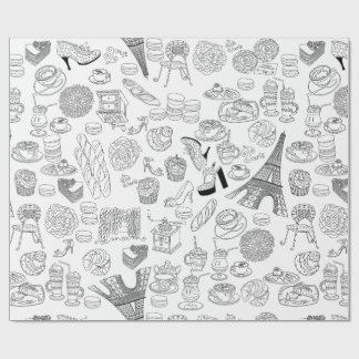 croissants parijs frankrijk franse mode doodle cadeaupapier