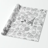 croissants parijs frankrijk franse mode doodle cadeaupapier (Uitgerold)