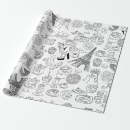 croissants parijs frankrijk franse mode doodle cadeaupapier