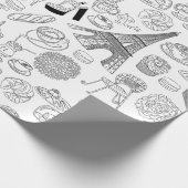 croissants parijs frankrijk franse mode doodle cadeaupapier (Hoek)