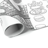 croissants parijs frankrijk franse mode doodle cadeaupapier (Rol Hoek)