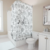 croissants parijs frankrijk franse mode doodle douchegordijn (In situ)