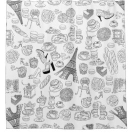 croissants parijs frankrijk franse mode doodle douchegordijn