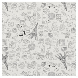 croissants parijs frankrijk franse mode doodle stof