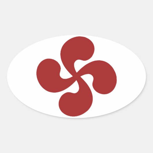 Croix Basque Rouge Lauburu Ovale Sticker (Voorkant)