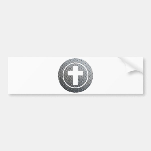 Croix dans cercle Métal Bumpersticker (Voorkant)