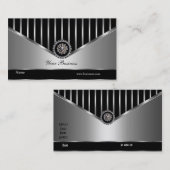 Crome Silver Black Stripe Elegant Classy Visitekaartje (Voorkant / Achterkant)