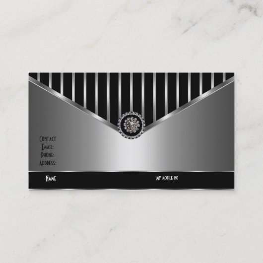 Crome Silver Black Stripe Elegant Classy Visitekaartje (Achterkant)